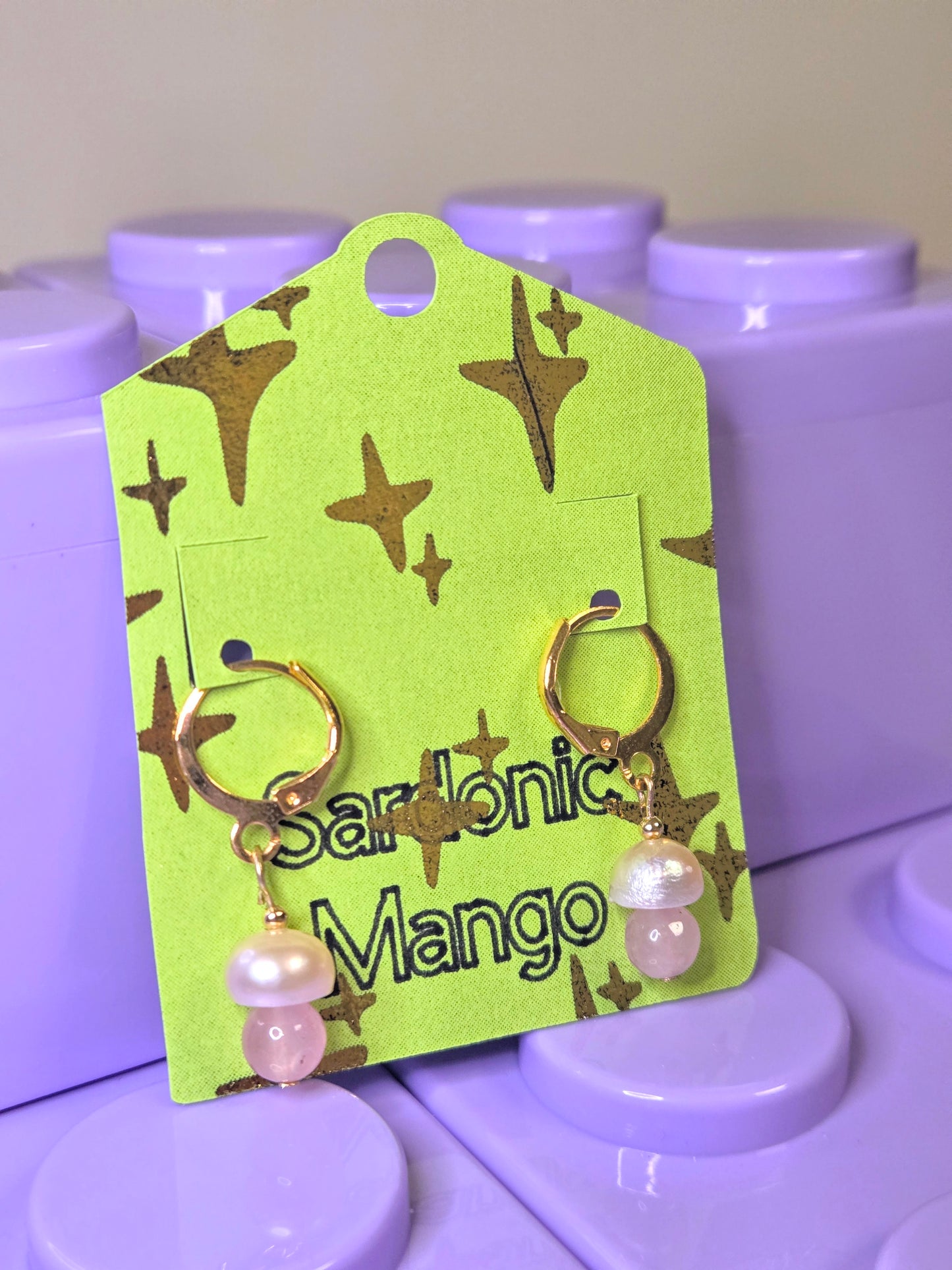 Pink Pearl Mushroom Earrings