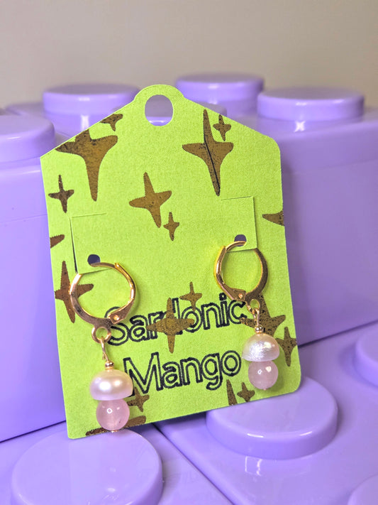 Pink Pearl Mushroom Earrings