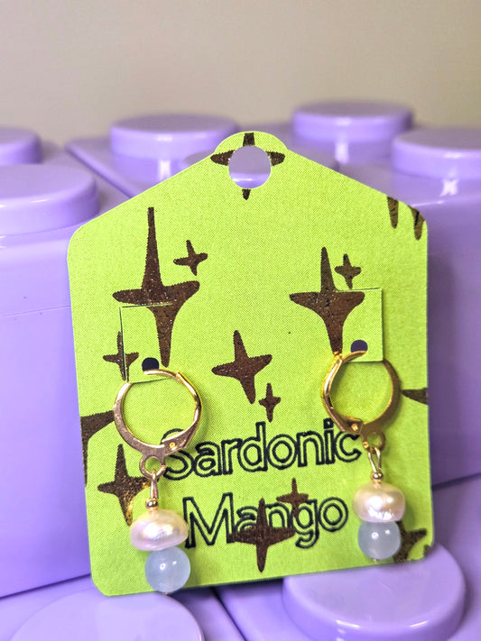 Blue Pearl Mushroom Earrings